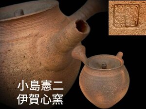 J0419 伊賀焼 伊賀心窯 小島憲二作 窯変急須 茶道具 煎茶道具 横手 茶注 茶器