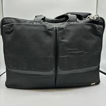 大容量/美品■ ダンヒル dunhill 2way アボリティーズ 2室 A4 多機能 ビジネスバッグ ブリーフケース キャンバス レザー 黒 通勤_画像2