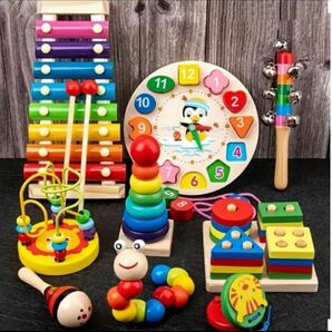 9個セット 赤ちゃん おもちゃ 木製 楽器 知育玩具　モンテッソーリ