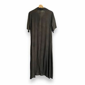 22SS Y's long shirt onepiece open collar dress ワイズ ロングシャツワンピース オープンカラー 開襟 ローラーペイント加工 オリーブ 1の画像6