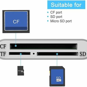 Cateck アルミ製USB3.0 カードリーダー ３スロットSD、CF、microSD|TFカード対応の画像7