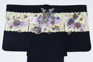 inagoya■当店人気アイテム☆着用可【男の子羽織+着物+襦袢セット】５歳 boy's kimono set 化繊 新品 七五三・端午の節句y8259ns