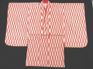 inagoya■待望の新入荷!!!☆可愛い着物 矢絣【三つ身+襦袢】3歳女の子用 化繊 中古 素材用 y4874mm