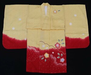 inagoya! супер симпатичный кимоно![ девочка * три . одиночный товар ] желтый цвет серия вышивка натуральный шелк новый товар "надеты" возможно "Семь, пять, три" y8253mw