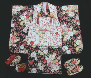 inagoya* симпатичный кимоно комплект *3 лет для девочки [. ткань пальто комплект ] нижняя рубашка * мелкие вещи имеется .. новый товар "надеты" возможно "Семь, пять, три" y3679nq