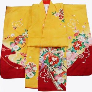 inagoya♪イベントや七五三に♪着用可【四つ身単品】7歳用 女の子 正絹 中古 着物 USED kimono for kids y1633myの画像1