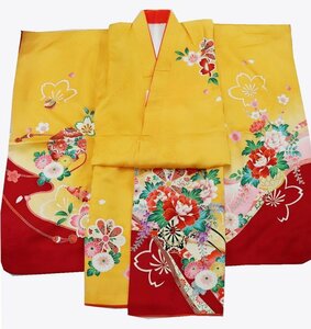 inagoya! Event . "Семь, пять, три" .! "надеты" возможно [ 4 .. одиночный товар ]7 лет для девочка натуральный шелк б/у кимоно USED kimono for kids y1633my