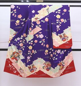 inagoya★かわいい着物!!★【四つ身単品】7歳用 女の子 正絹 着用可 中古品 z0528my