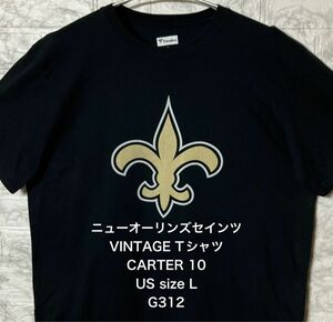 US古着 オーバーサイズ NFLニューオーリンズセインツCARTER10 LsizeTシャツ大きめロゴプリント NO.10
