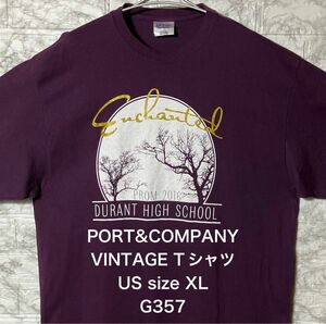 USA PORT&COMPANY アメリカ古着 XLsize ボルドー カレッジ系Tシャツ VINTAGE 両面プリント スクール