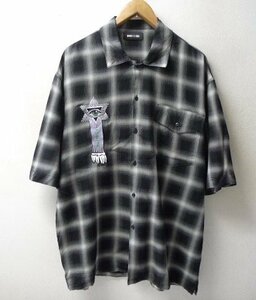 ◆WIND AND SEA ウィンダンシー 23ss 美品 XL Koichiro TakagiPlaid Shirt オンブレ チェック 半袖シャツ 黒　サイズXL