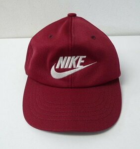 ◆NIKE ナイキ 80s 90s ヴィンテージ スウォッシュロゴ刺繍 CAP キャップ エンジ サイズF 美