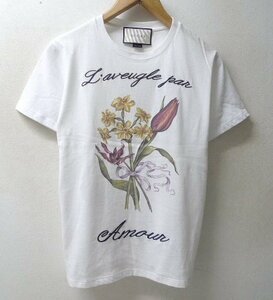 ◆国内正規 GUCCI グッチ 花柄　刺繍 メッセージ フラワー Tシャツ 白　S 美　希少