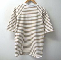 ◆have a good day 日本製 ボーダー 良質　ロング Tシャツ ベージュ系　サイズ2 美品_画像3