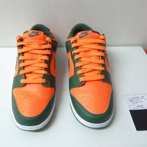 ◆ 国内正規 NIKE DUNK LOW RETRO MIAMI HURRICANES 美品 タグ箱付 ダンク マイアミ ハリケーンズ 26cm オレンジ グリーン DD1391-300の画像2