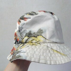 ◆STUSSY ステューシー 希少 和柄 シャネル ロゴ刺繍 バケットハット 帽子 キャップ マルチ サイズ S/M 白系の画像3