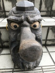 ★　旧家より　年代物　時代物　天狗　大型　木彫り　オブジェ　壁飾り　置物　神社　仏教美術　東洋美術　骨董品　寺院　お面　御面