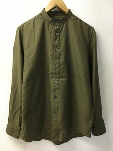 ◆山内 20ss Yamauchi ヤマウチ 超高密度 スタンドカラー バックサテン シャツ カーキ サイズ3 日本製　良質