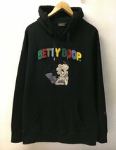 ◆Betty Boop x Low Blow Knuckle XL 美 ベティ ローブローナックル コラボ 刺繍 プルオーバー スウェット パーカー 黒 サイズXL_画像1