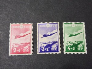 日本切手、愛国募金3種完 NH、未使用、美品