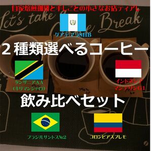 2種類選べる!　飲み比べ　コーヒー豆　自家焙煎ブラジル　コロンビア　グァテマラ　タンザニア　マンデリン　モカシダモ　ブレンド