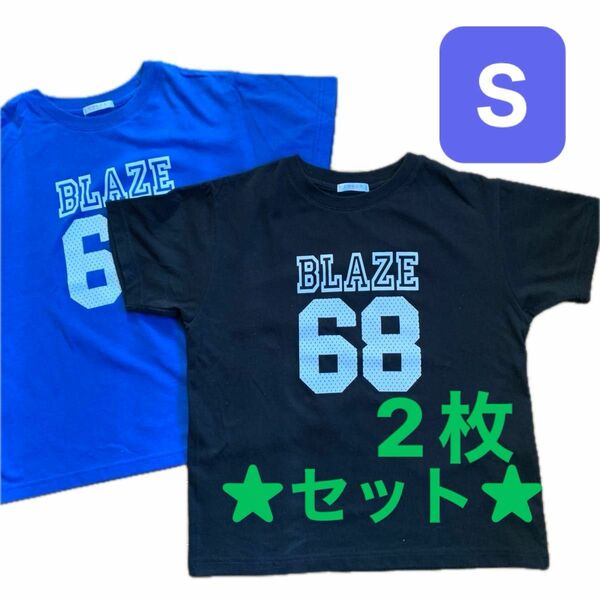 HONEYS 【colza】 半袖Tシャツ クルーネック ロゴ プリント カットソーブラック＆ブルー2枚セット★