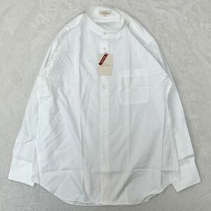 【新品 未使用 タグ付】TRUSSARDI トラサルディ コットン100% 長袖シャツ Yシャツ スタンドカラーシャツ 日本製 メンズ Lサイズ