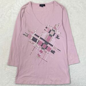 ESCADA SPORT エスカーダスポーツ ロング丈Tシャツ ショートワンピース チュニック トップス Vネック 装飾 レディース Sサイズ