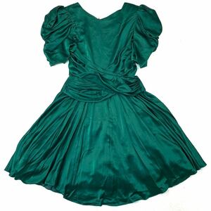 LENY レニー 衣装ワンピース カラードレス 発表会 社交ダンス 華やか 光沢 グリーン チュール有 9号 M相当