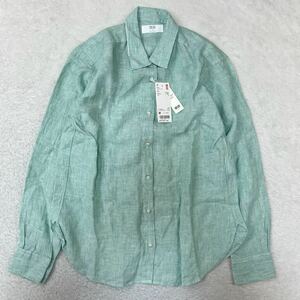 【新品 未使用 タグ付】UNIQLO ユニクロ プレミアムリネンシャツ 麻100% 長袖シャツ 春物 スプリングコート 231-404556 レディース M