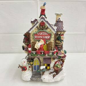 200☆【現状品】クリスマス 置物 X'mas Fiber Optic House インテリア SANTA'S WORK SHOP 小物 ライトアップ ☆