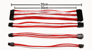 ネコポス便送料無料！スリーブケーブル ATX 24pin 8pin 6pin 4pin 4本セット レッド＆ホワイト 延長電源ケーブル AX HXi RM CSM CXM TXM