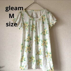 【未着タグ付き】gleamグリーム　Aライントップス　チュニック　Tシャツ　花柄