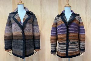 美品 MISSONI ミッソーニ イタリア製 マルチボーダー リバーシブル モヘヤ混 ニット ジャケット サイズ44