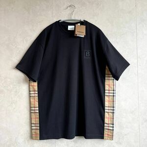 【新品未使用タグ付き】 BURBERRY バーバリー　BBOX刺繍チェック柄オーバーサイズ Tシャツ ブラック　S