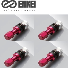 [送料無料] [新品] [ENKEI] (品番:S27A2R) [AIR VALVE] (エアーバルブ) [レッド/赤色] [アルミ製] [4個/4本] [エンケイ製] [1台分]