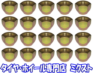 [送料無料] [貫通ナット] [M12 x 1.25 21HEX] [60度テーパー角度] [20個] [ゴールド] [亜鉛] [メール便 発送] [ポスト投函] [到着保証無し]