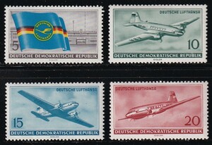 東ドイツ・ルフトハンザ航空旅客サービス開始＜１９５６年＞（未）４種完