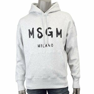 新品【XSサイズ】MSGM エム・エス・ジー・エム BRUSHED LOGO HOODIE/パーカー/ライトグレー×ブラック/2000MM515 200004 94