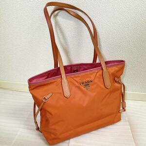 PRADA プラダ トートバッグ BR3925 サフィアーノ×ナイロン オレンジ×ピンク ショルダーバッグ ARANCIO+PEONIA