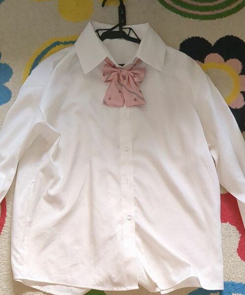 制服 長袖シャツ 白 リボン ピンク セット 春 夏 量産型