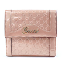 グッチ GUCCI 二つ折り財布 282412 Wホック マイクログッチシマ パテントレザー ピンク_画像1