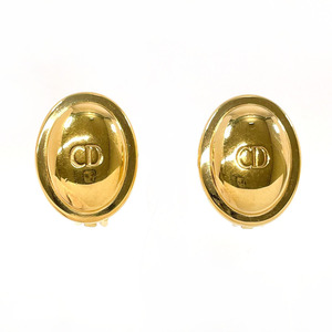 クリスチャンディオール Christian Dior イヤリング オーバル ロゴ CD ヴィンテージ クリップ メタル ゴールド アクセサリー