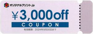 「イメージマジック 株主優待券」 オリジナルプリント.jp【3000円割引クーポン】 / 番号通知のみ / 有効期限2024年9月30日