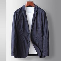 薄手 春夏 テーラードジャケット メンズ ブレザー ビジネススーツ サマージャケット 長袖 コート UVカット 日焼け防止 ネイビー XL/180_画像1