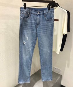 BRUNELLO CUCINELLI ブルネロ クチネリ メンズデニムパンツ W33 ジーンズ ロング丈 ブルー ウォッシュ加工 カジュアル 綿