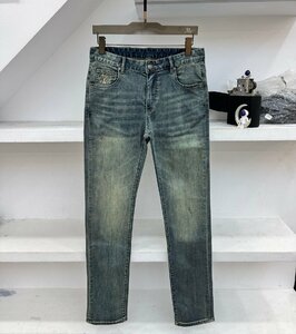 BRUNELLO CUCINELLI ブルネロ クチネリ メンズデニムパンツ　W29　ジーンズ ロング丈　青系 ウォッシュ加工 伸縮性 ストレッチ入り