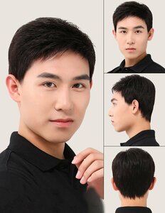  men's wig full wig wig for man Short hair removal . measures person wool katsula pile . nature black usually using short .emyu ration pile .