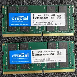 【中古】DDR4 SODIMM 32GB(16GB2枚組) CFD W4N2666CM-16G [DDR4-2666 PC4-21300]