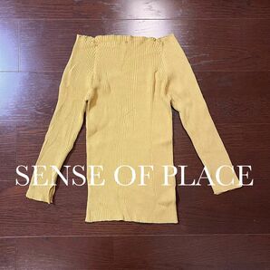 SENSE OF PLACE オフショルダー リブ ニット セーター